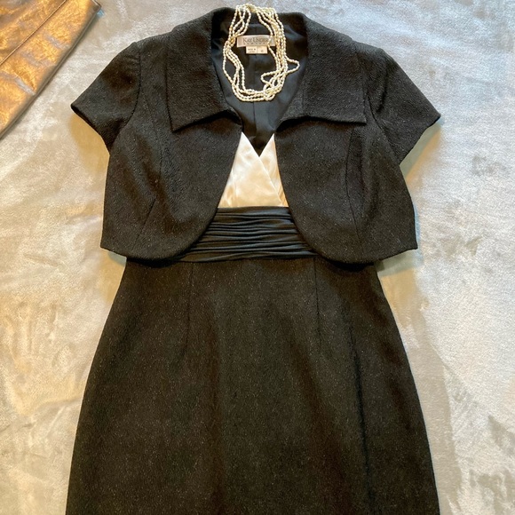 Kay Unger Satin Evening Dress with Cropped Jacket - Picture 2 of 15